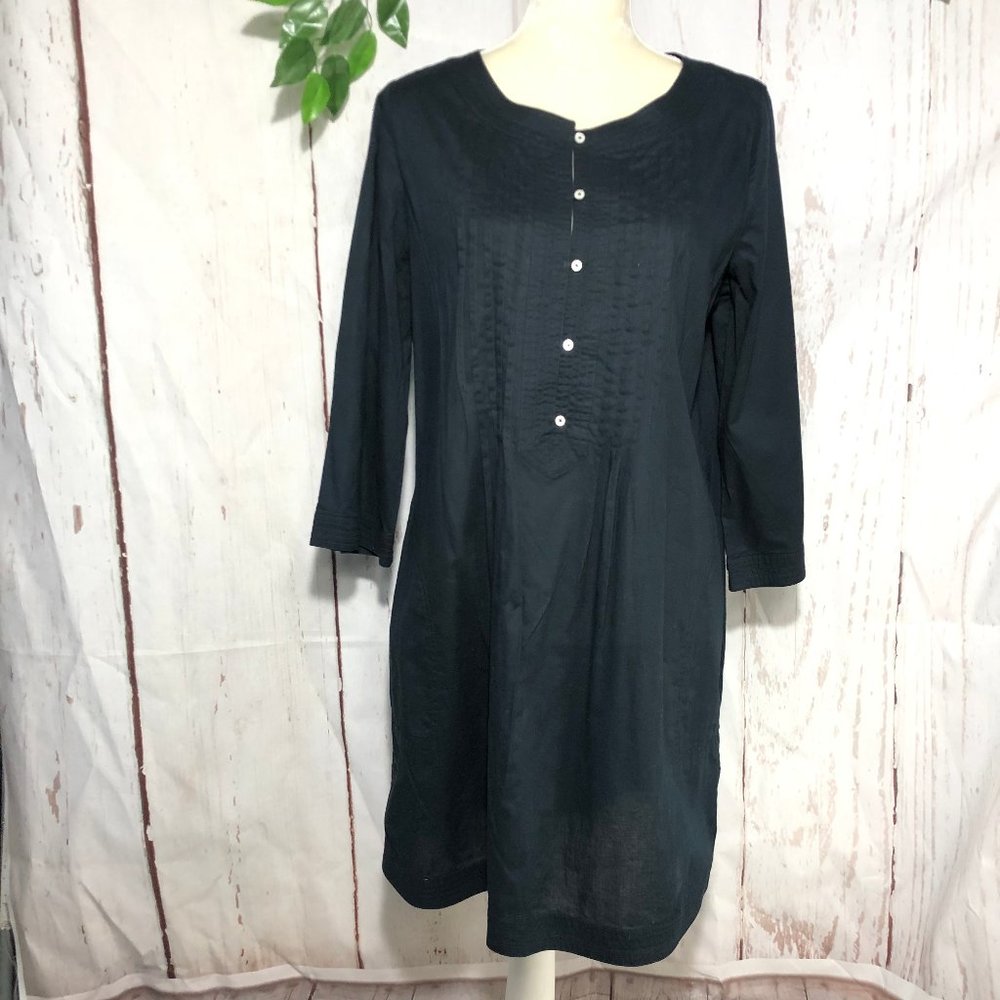TALBOTS LONG SLEEVE BLACK TUNIC 100% COTTON SIZE S